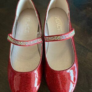 The Children's Place Girls Red Sparking Shoes Size 11 Toddler